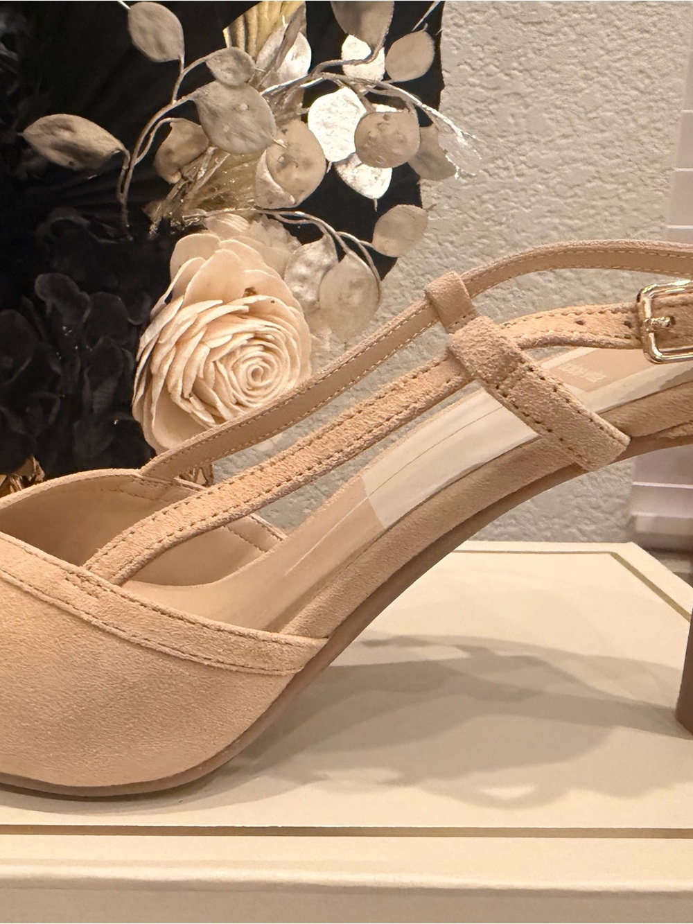 Dolce Vita Beige Suede Slingback Heels with Adjustable Strap